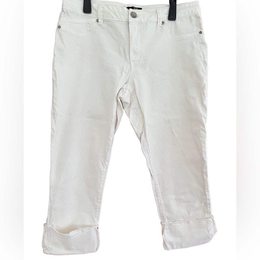 1822 Denim Womens Taylor Cropped Capri Jeans With Cuffed Hem White Size 12